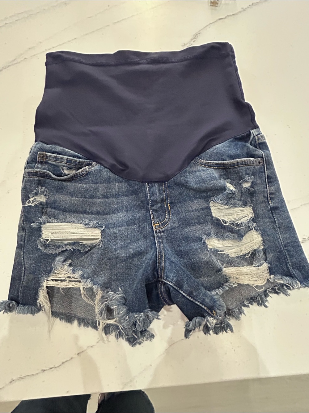 PINK BLUSH size 28 (or a 6)Maternity Distressed Denim Shorts with Stretch Panel